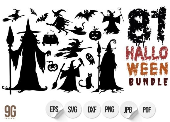 81 Hand-Drawn Halloween Stickers Bundle