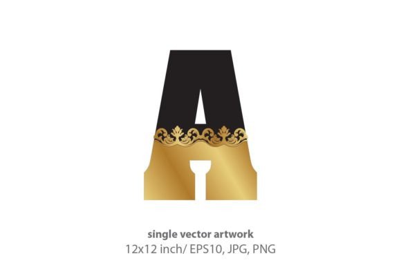 Black and Gold Baroque Letter a: Elevating Design with Timeless Elegance
