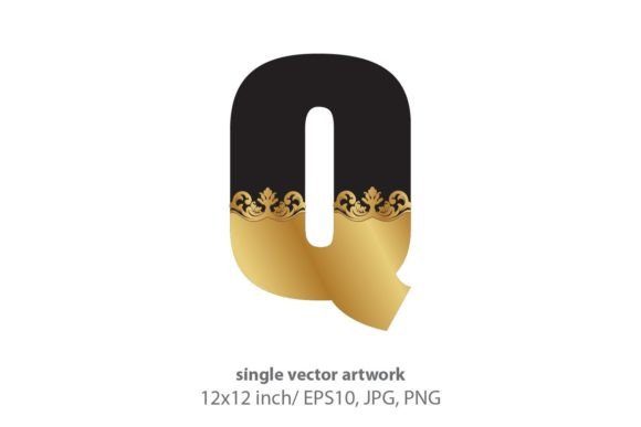 Black and Gold Baroque Letter Q: Elevating Design with Timeless Elegance