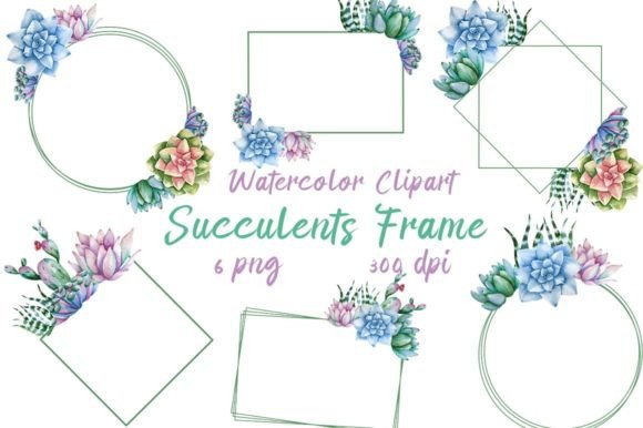 Elevate Your Creative Projects with Clipart Watercolor Succulent Frame, Png Assets