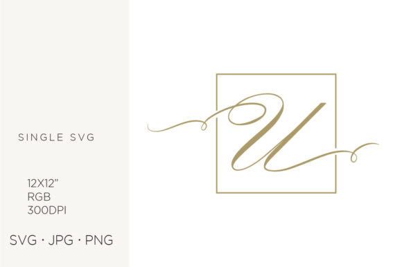 Elevating Brand Identity with the Gold Script Letter U Inside Square Frame