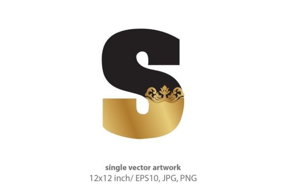Evaluating the Black and Gold Baroque Letter S for Professional Design Applications