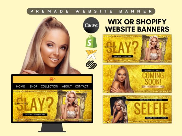Gold Beauty Premade Website Banner DIY: Elevate Your Brand with Professional Design