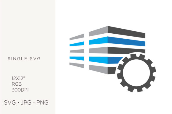Industrial Charm: Building & Gears SVG Art