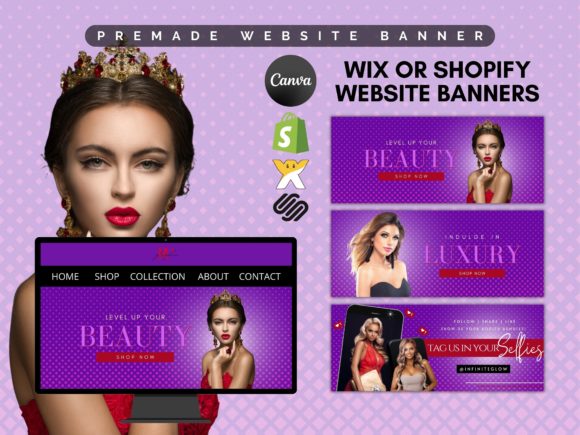 Transform Your Online Store with a Purple Beauty Premade Website Banner DIY Solution