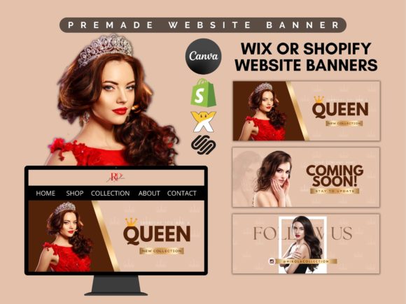 Transform Your Online Store with Beauty Queen Premade Website Banner DIY Templates